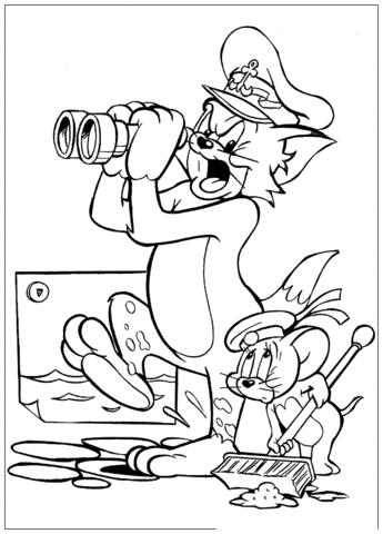 Jerry Is Cleaning The Ship  Coloring Page